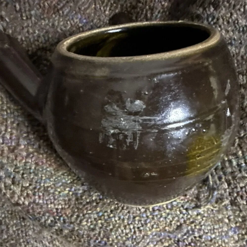 Vintage Japanese Yokode Kyusu Side-Handle Teapot Body Brown Glaze Stoneware MCM